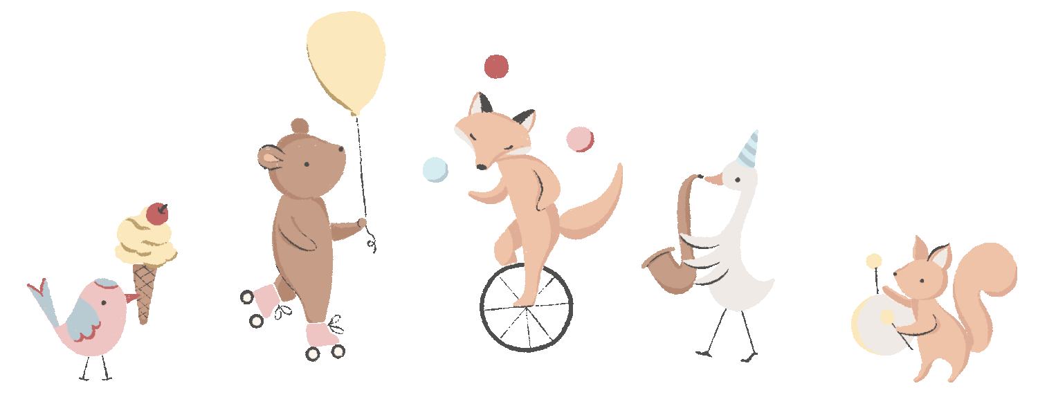 サーカスの動物たちのイラスト画像